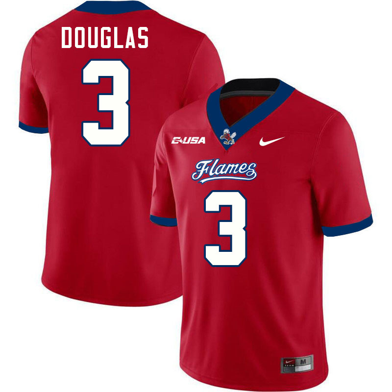 Liberty Flames #3 DeMario Douglas College Football Jerseys Stitched-Red